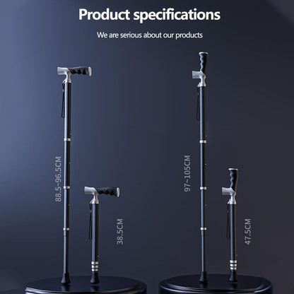 Lightweight Foldable Walking Cane: Adjustable Dual-Mode (T/Grip) Stick – 0.26kg, Portable for Daily/Hiking Use - Image 2