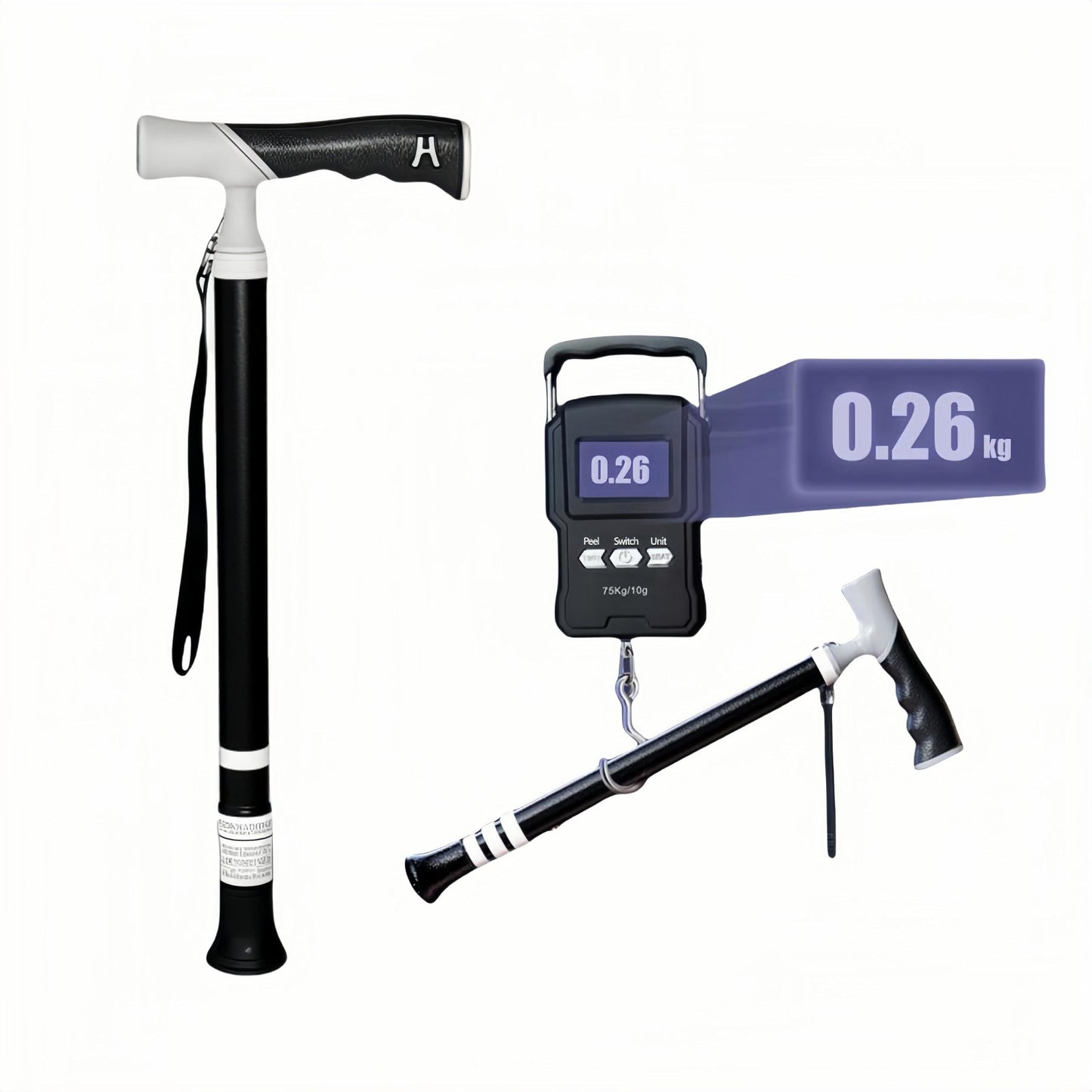 Lightweight Foldable Walking Cane: Adjustable Dual-Mode (T/Grip) Stick – 0.26kg, Portable for Daily/Hiking Use - Image 7