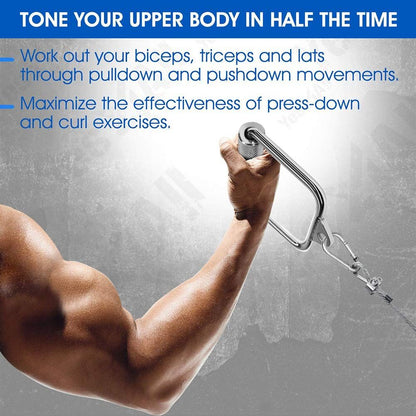 Solid D-Handle Cable Attachment for Home Gym & Cable Machine – Chrome-Finished Steel Bar with Anti-Slip Grip (Black) | - Image 6