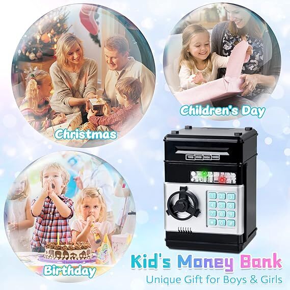 Smart ATM Piggy Bank with Password Lock & Coin Slot – Educational Money Box for Kids, Saves Coins & Bills (Black) | Other Colors Available In-Store - Image 5