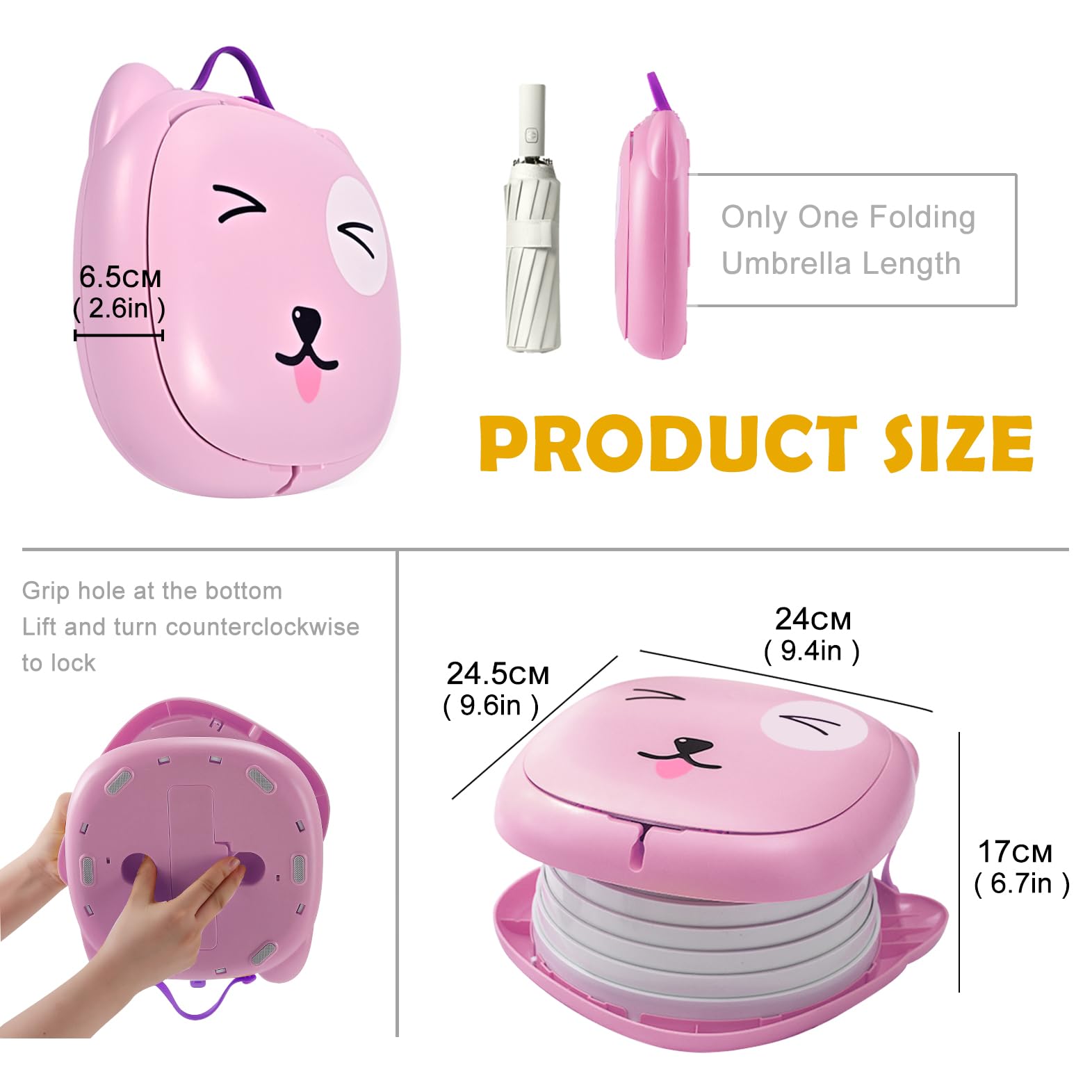 Portable Folding Potty for Toddlers – Compact Travel Toilet with Cat Design, Easy to Carry & Clean, Ideal for Home, Car, Camping, Outdoor Use (Pink) - Image 2