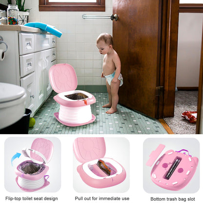 Portable Folding Potty for Toddlers – Compact Travel Toilet with Cat Design, Easy to Carry & Clean, Ideal for Home, Car, Camping, Outdoor Use (Pink) - Image 7