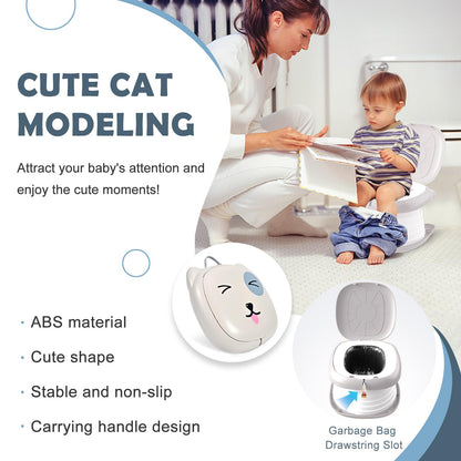 Portable Folding Potty for Toddlers – Compact Travel Toilet with Cat Design, Easy to Carry & Clean, Ideal for Home, Car, Camping, Outdoor Use (Grey) - Image 6