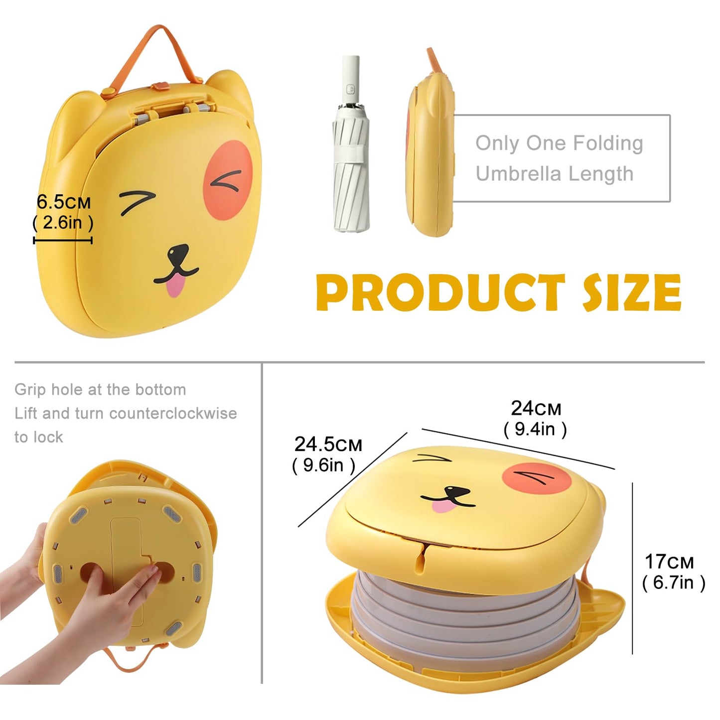 Portable Folding Potty for Toddlers – Compact Travel Toilet with Cat Design, Easy to Carry & Clean, Ideal for Home, Car, Camping, Outdoor Use (Yellow) - Image 3