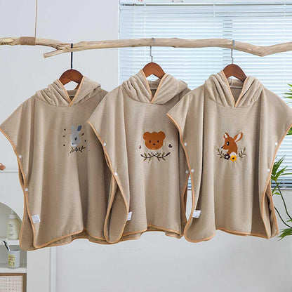 Ultra-Soft Hooded Bath Towel for Kids – Coral Fleece Poncho with Charming Animal Design, Quick-Dry Absorbent Robe for Bath, Pool, Beach (Deer) - Image 3