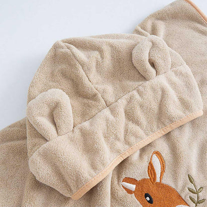 Ultra-Soft Hooded Bath Towel for Kids – Coral Fleece Poncho with Charming Animal Design, Quick-Dry Absorbent Robe for Bath, Pool, Beach (Deer) - Image 5