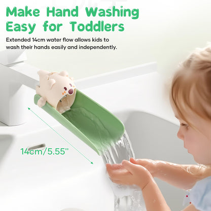 Cute Cartoon Faucet Extender for Kids – 14cm Water Flow Extension, Splash-Proof Hand Washing Aid for Toddlers, BPA-Free, Compatible with Most Kitchen and Bathroom Faucets (Yellow & Green) - Image 2