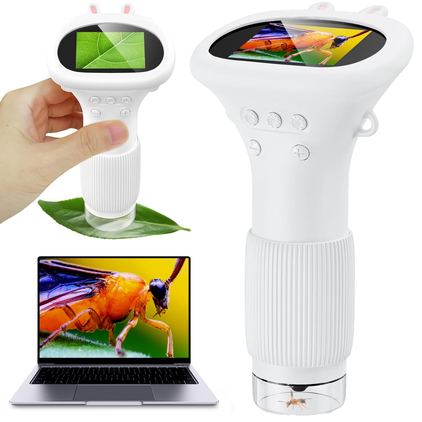 Student Digital Microscope for Kids – Portable 1000x Magnification Handheld Scope with 2 Inch HD Screen, LED Light & Photo Storage, Ideal for Science Class and Outdoor Exploration (White) - Image 8