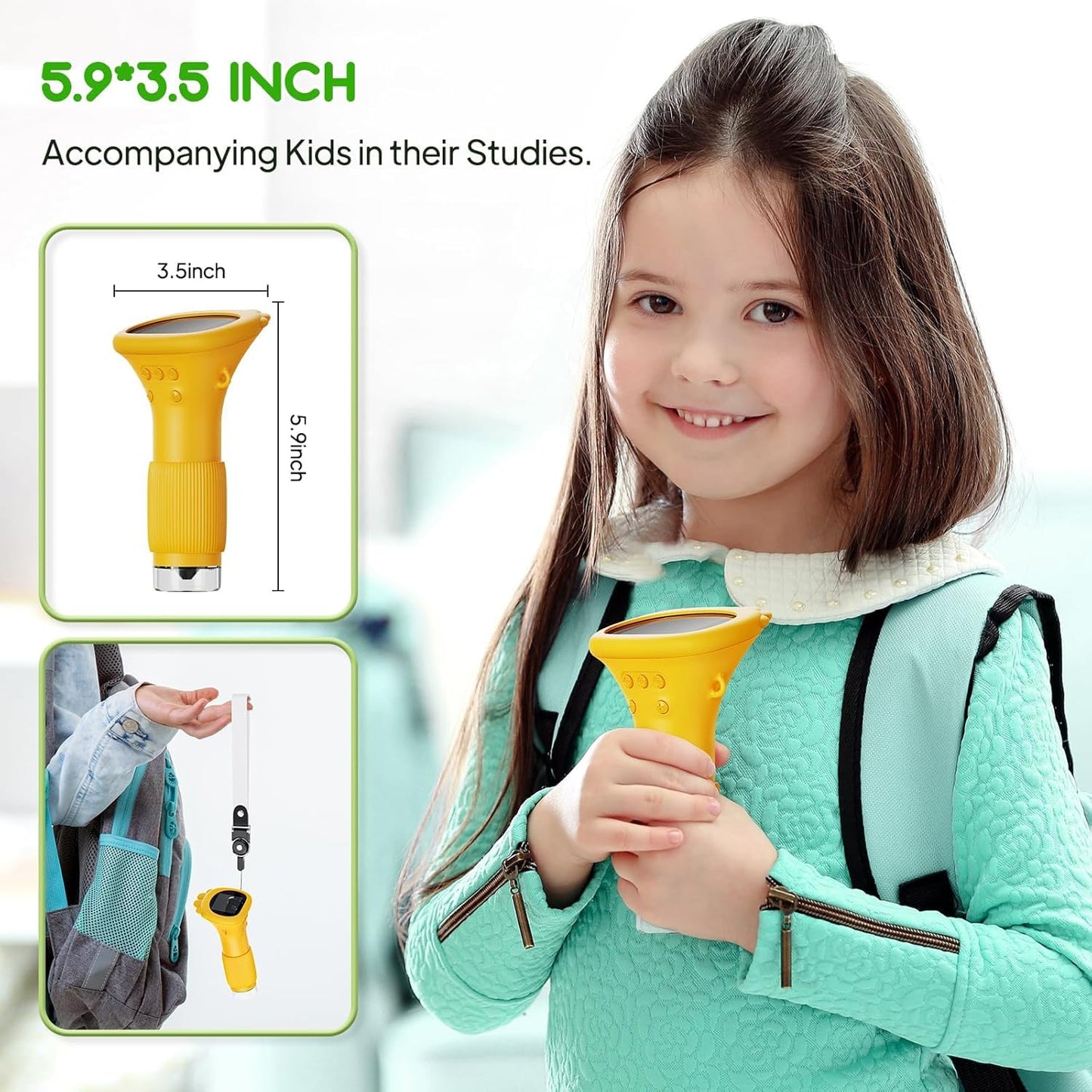 Student Digital Microscope for Kids – Portable 1000x Magnification Handheld Scope with 2 Inch HD Screen, LED Light & Photo Storage, Ideal for Science Class and Outdoor Exploration (Yellow)  - Image 3