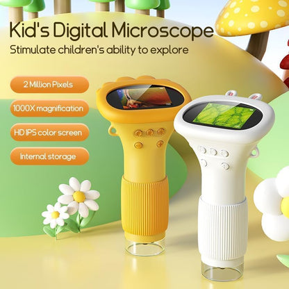 Student Digital Microscope for Kids – Portable 1000x Magnification Handheld Scope with 2 Inch HD Screen, LED Light & Photo Storage, Ideal for Science Class and Outdoor Exploration (Yellow)  - Image 4