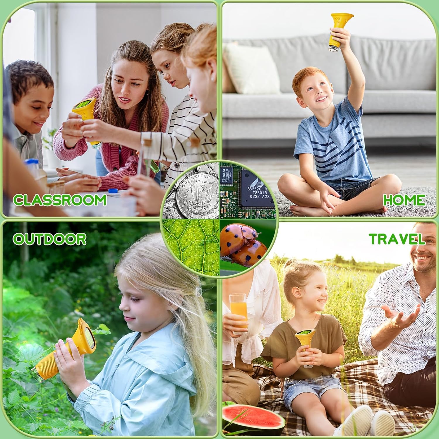 Student Digital Microscope for Kids – Portable 1000x Magnification Handheld Scope with 2 Inch HD Screen, LED Light & Photo Storage, Ideal for Science Class and Outdoor Exploration (Yellow)  - Image 8