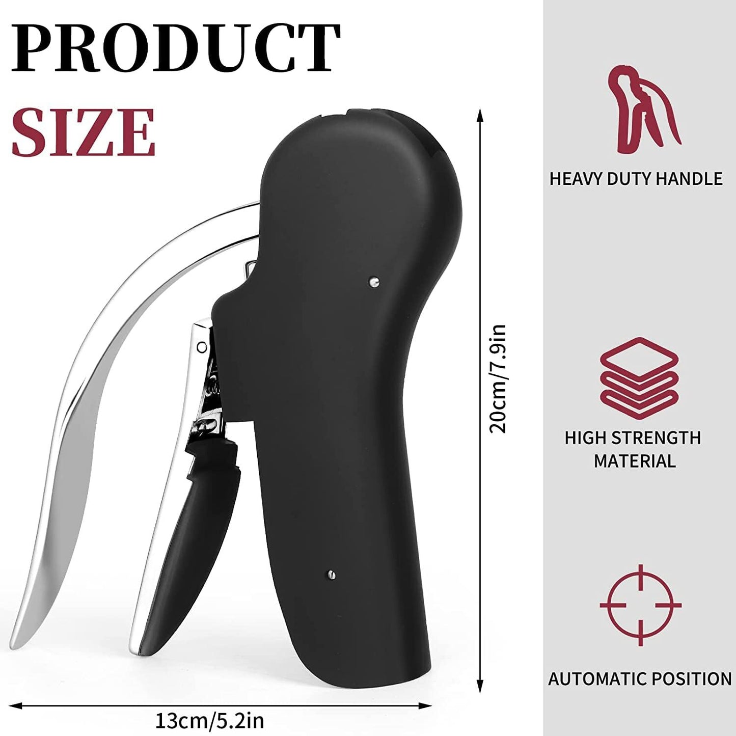 Goose-Style Rapid Wine Opener Set 20 x 13 cm – Heavy-Duty Lever Corkscrew with Foil Cutter, Pourer, Stopper, and Extra Spiral Worm – Premium Stainless Steel Wine Kit in Gift Box (Black) - Image 2