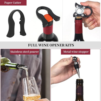 Goose-Style Rapid Wine Opener Set 20 x 13 cm – Heavy-Duty Lever Corkscrew with Foil Cutter, Pourer, Stopper, and Extra Spiral Worm – Premium Stainless Steel Wine Kit in Gift Box (Black) - Image 4