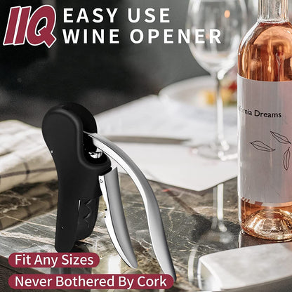 Goose-Style Rapid Wine Opener Set 20 x 13 cm – Heavy-Duty Lever Corkscrew with Foil Cutter, Pourer, Stopper, and Extra Spiral Worm – Premium Stainless Steel Wine Kit in Gift Box (Black) - Image 5