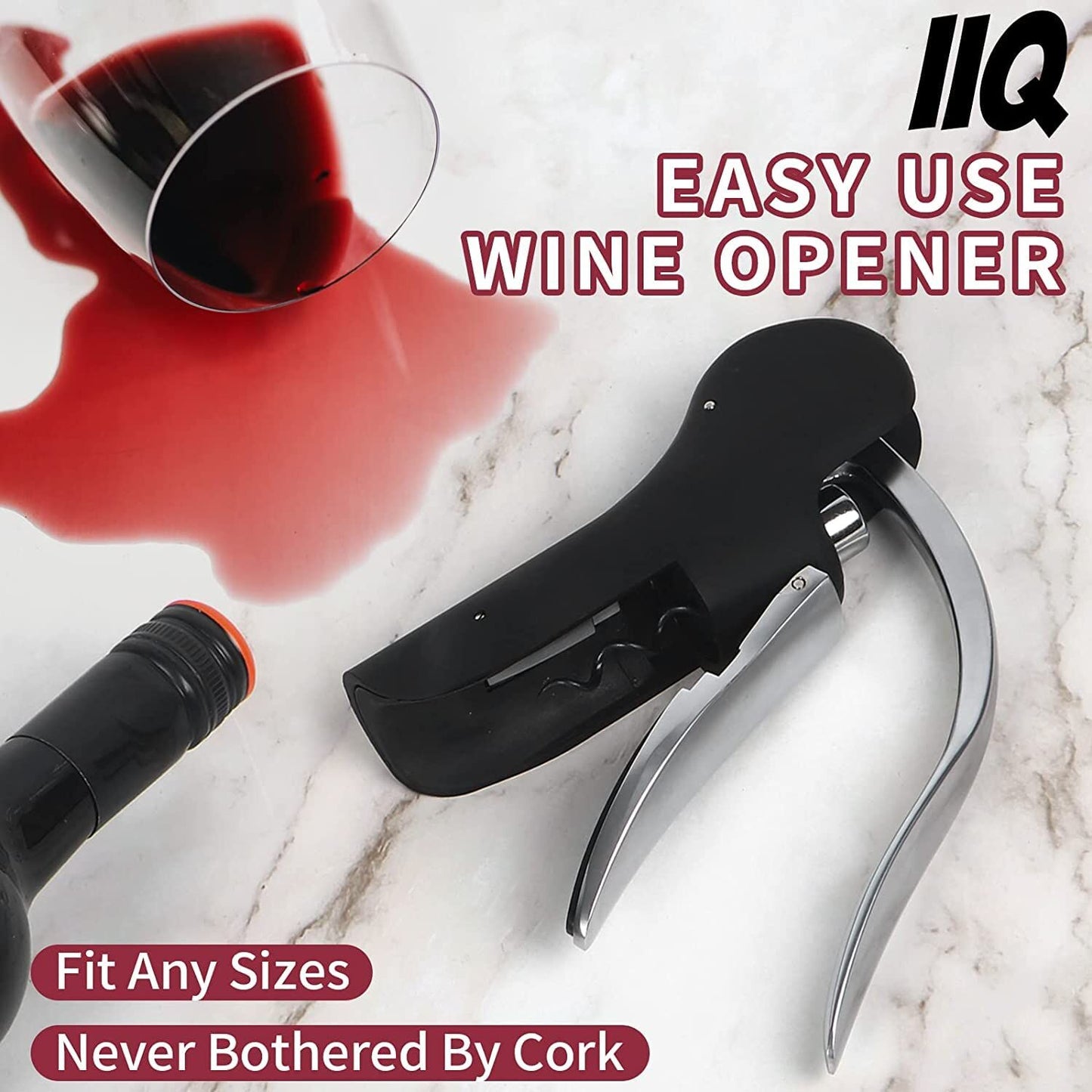 Goose-Style Rapid Wine Opener Set 20 x 13 cm – Heavy-Duty Lever Corkscrew with Foil Cutter, Pourer, Stopper, and Extra Spiral Worm – Premium Stainless Steel Wine Kit in Gift Box (Black) - Image 7