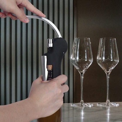 Goose-Style Rapid Wine Opener Set 20 x 13 cm – Heavy-Duty Lever Corkscrew with Foil Cutter, Pourer, Stopper, and Extra Spiral Worm – Premium Stainless Steel Wine Kit in Gift Box (Black) - Image 8