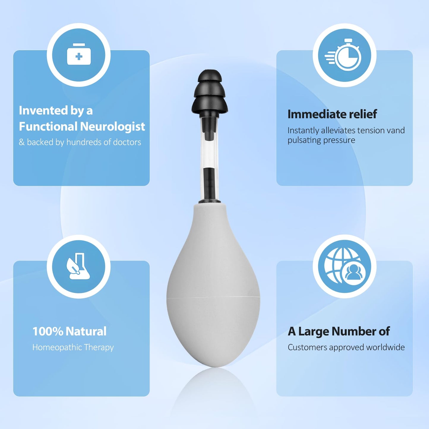 Ear Pressure Relief Tool – Natural Headache & Tinnitus Relief Device, Instant Pain Reduction, Portable Ear Massage for Migraine, Insomnia, Dizziness Use(Grey) - Image 2