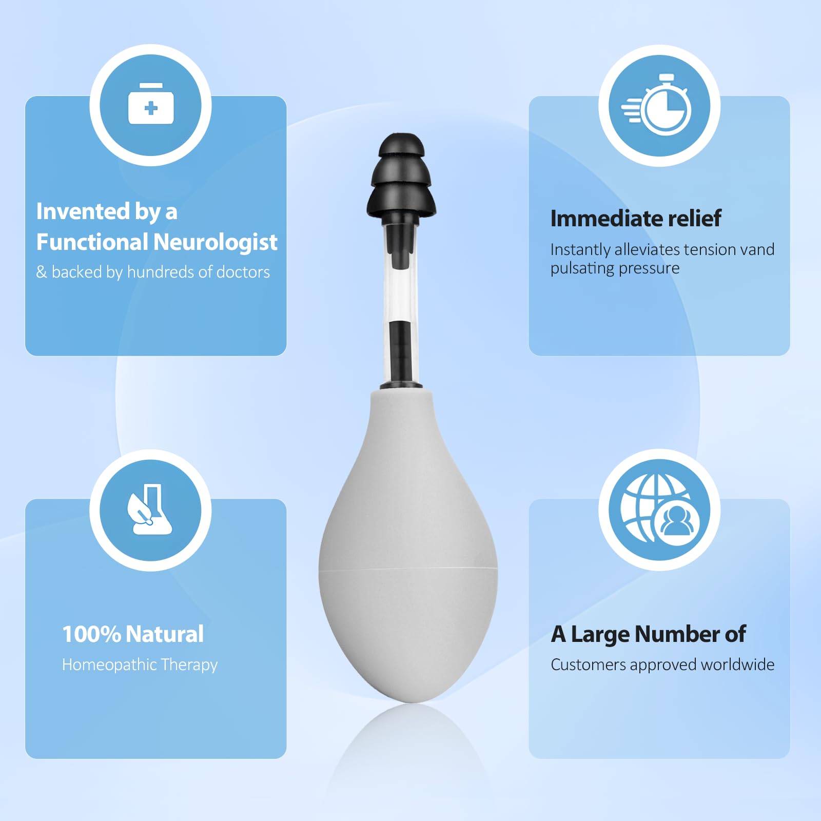 Ear Pressure Relief Tool – Natural Headache & Tinnitus Relief Device, Instant Pain Reduction, Portable Ear Massage for Migraine, Insomnia, Dizziness Use(Grey) - Image 2