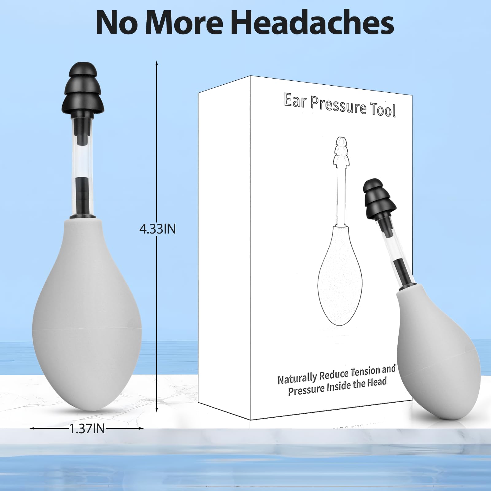 Ear Pressure Relief Tool – Natural Headache & Tinnitus Relief Device, Instant Pain Reduction, Portable Ear Massage for Migraine, Insomnia, Dizziness Use(Grey) - Image 5