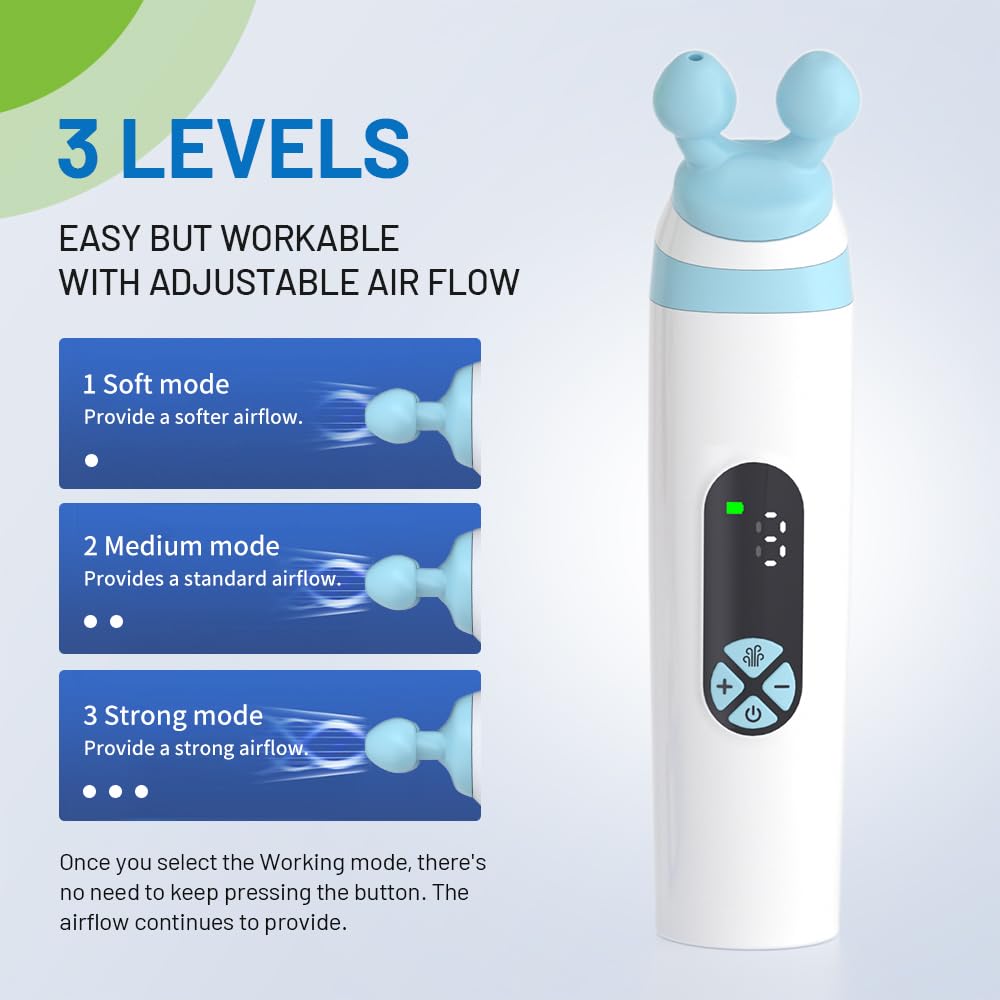Electric Ear Pressure Relief Device – 3-Mode Adjustable Airflow for Travel, Diving & Altitude – Eustachian Tube Unblocker with LED Display & Type-C Charging (White) - Image 5