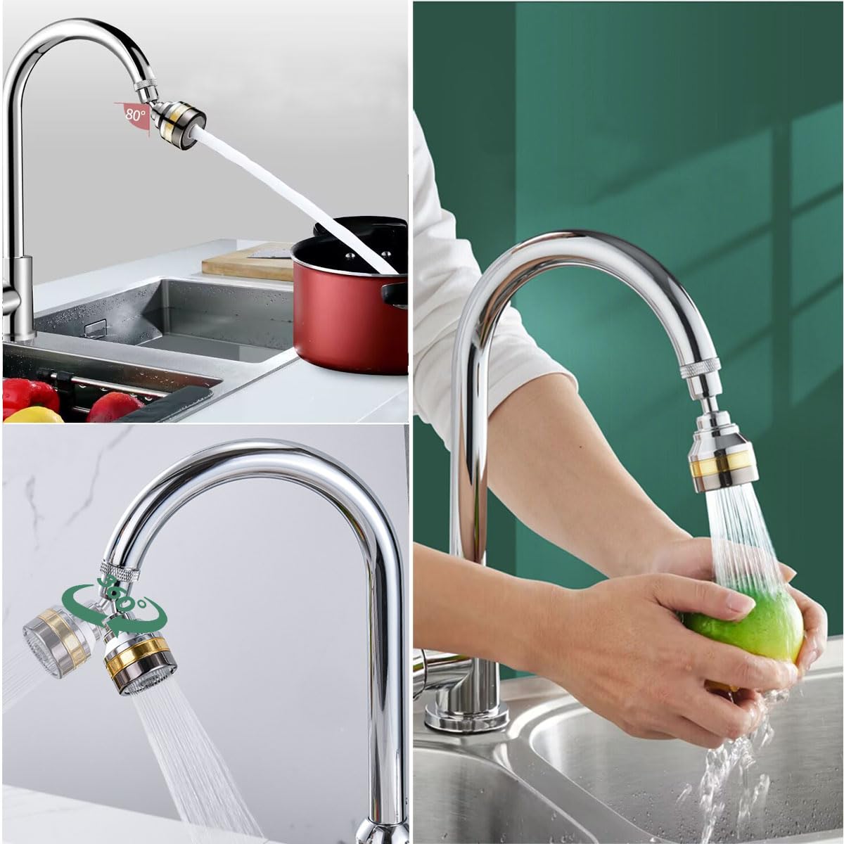 Multi-Function Rotating Faucet Aerator – 360° Swivel Kitchen Sink Extender with Adjustable Flow Modes, 3-inch & 7-inch Lengths, Anti-Splash Sprayer for Washing, Cleaning, and Filling (Silver,Short) - Image 3