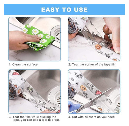 2-Pack Waterproof Self-Adhesive Sealant Tape – Transparent PVC Edge Strip for Kitchen, Bathroom, Sink, Toilet, and Wall Corners – Easy to Cut and Clean (Pattern3) - Image 5
