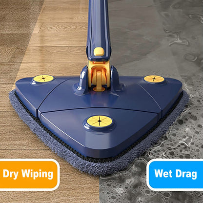 360° Rotating Triangular Floor Mop with Auto-Squeeze System – Easy Twist, No-Hand Squeezing, Reusable Microfiber Cloths for Hard Floors, Windows, and Corners (Blue) - Image 5