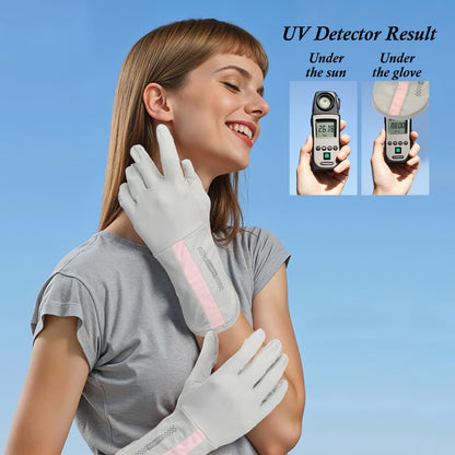 UV Protective Driving Gloves for Women – UPF 50+ Sunscreen Gloves with Touchscreen Function & Anti-Slip Palm, Long Cuff for Hiking, Cycling, Fishing, Golfing (Grey) - Image 4