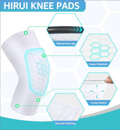 Honeycomb Knee Pads for Kids, Teens & Adults – Protective Compression Knee Guards for Basketball, Football, Cycling & Running(White,XXL) - Image 3