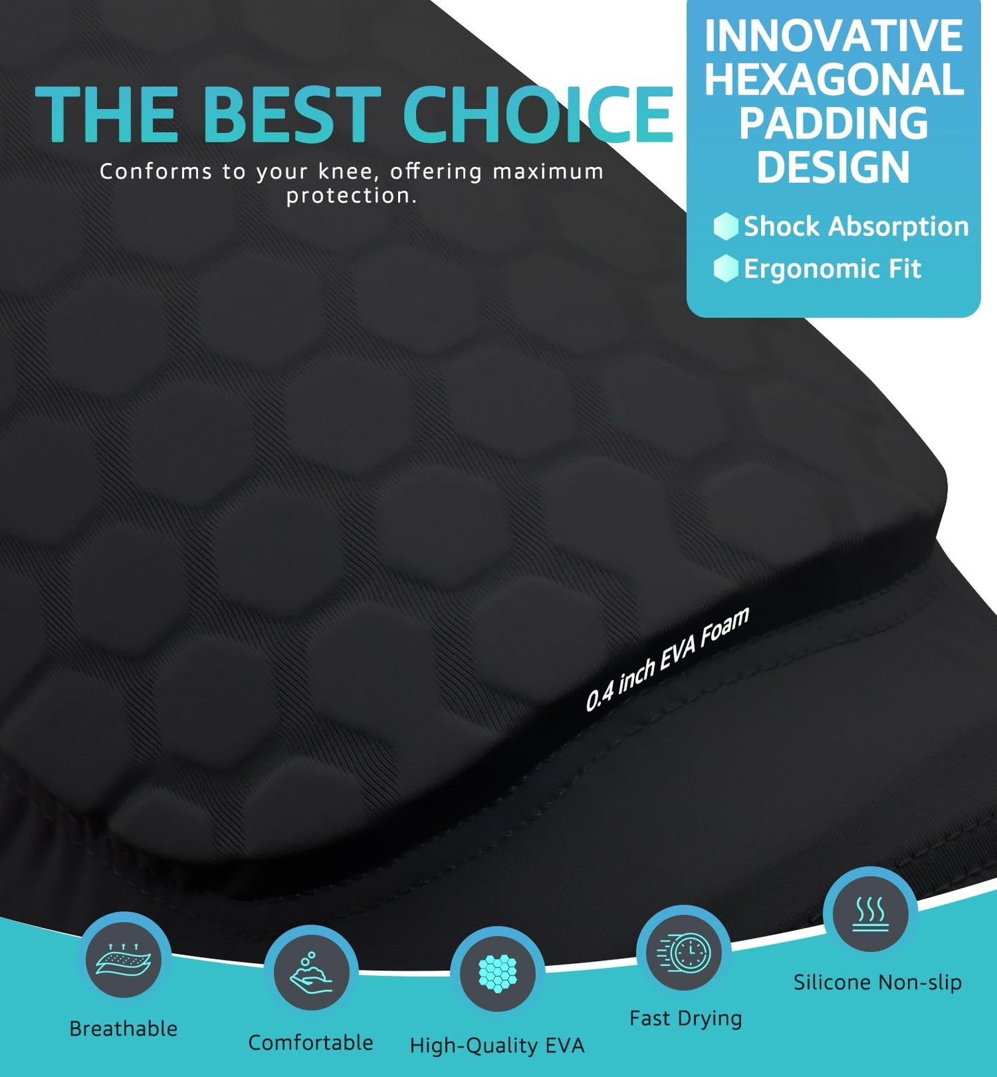 Honeycomb Knee Pads for Kids, Teens & Adults – Protective Compression Knee Guards for Basketball, Football, Cycling & Running(Black,M) - Image 5