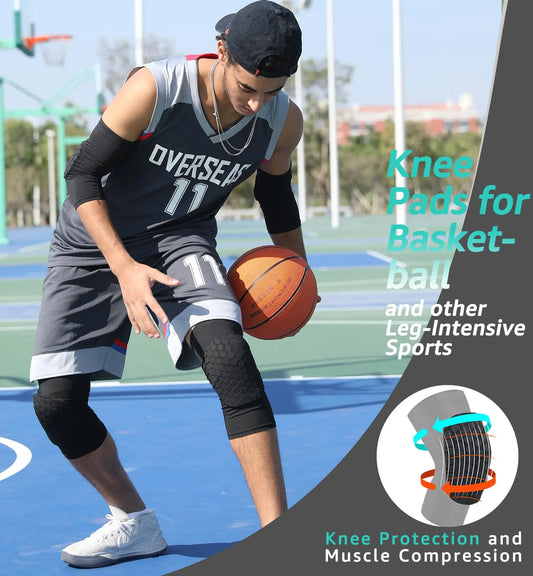 Honeycomb Knee Pads for Kids, Teens & Adults – Protective Compression Knee Guards for Basketball, Football, Cycling & Running(Black,XL) - Image 2