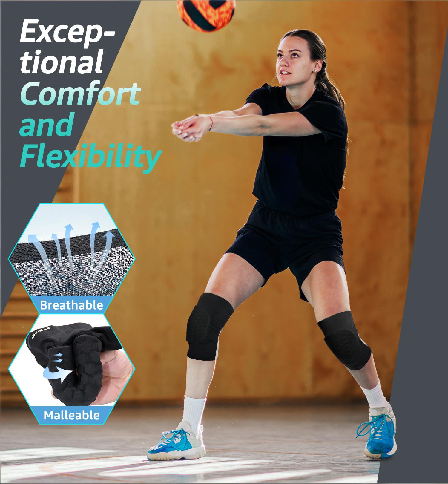 Honeycomb Knee Pads for Kids, Teens & Adults – Protective Compression Knee Guards for Basketball, Football, Cycling & Running(Black,XL) - Image 4