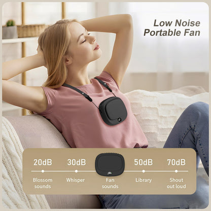 Portable Neck Fan with 5 Speeds – Rechargeable USB Mini Fan for Outdoor Travel, Work & Camping – Silent Personal Cooling Fan (Black) - Image 3