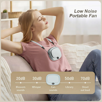 Portable Neck Fan with 5 Speeds – Rechargeable USB Mini Fan for Outdoor Travel, Work & Camping – Silent Personal Cooling Fan (Blue) - Image 3