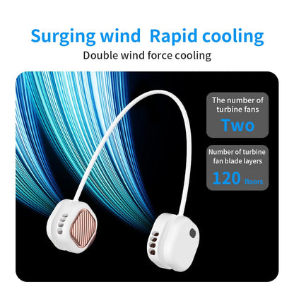 Portable Neck Fan with 5-Speed Adjustable Cooling – Lightweight Rechargeable Bladeless Fan for Travel, Outdoor, Gym, Office Use – Ultra-Quiet & Foldable (White) - Image 5