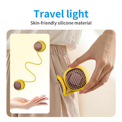 Portable Neck Fan with 5-Speed Adjustable Cooling – Lightweight Rechargeable Bladeless Fan for Travel, Outdoor, Gym, Office Use – Ultra-Quiet & Foldable (Yellow) - Image 3