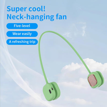 Portable Neck Fan with 5-Speed Adjustable Cooling – Lightweight Rechargeable Bladeless Fan for Travel, Outdoor, Gym, Office Use – Ultra-Quiet & Foldable (Green) - Image 6