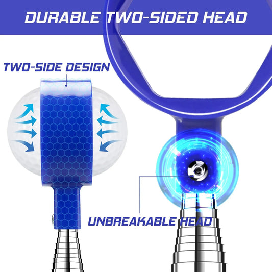 Telescopic Golf Ball Retriever 9FT – Blue Stainless Steel Pole with Durable Nylon Head for Water, Sand & Bush Retrieval (Blue) - Image 2