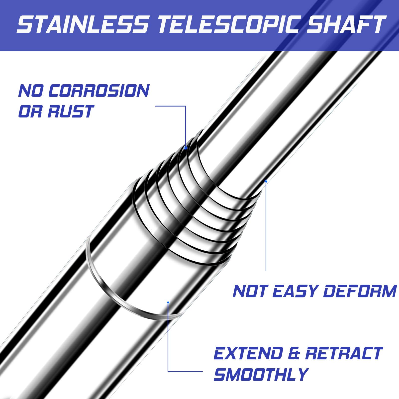 Telescopic Golf Ball Retriever 9FT – Blue Stainless Steel Pole with Durable Nylon Head for Water, Sand & Bush Retrieval (Blue) - Image 3