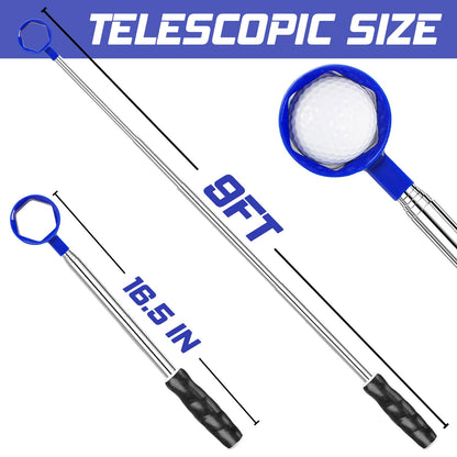 Telescopic Golf Ball Retriever 9FT – Blue Stainless Steel Pole with Durable Nylon Head for Water, Sand & Bush Retrieval (Blue) - Image 5