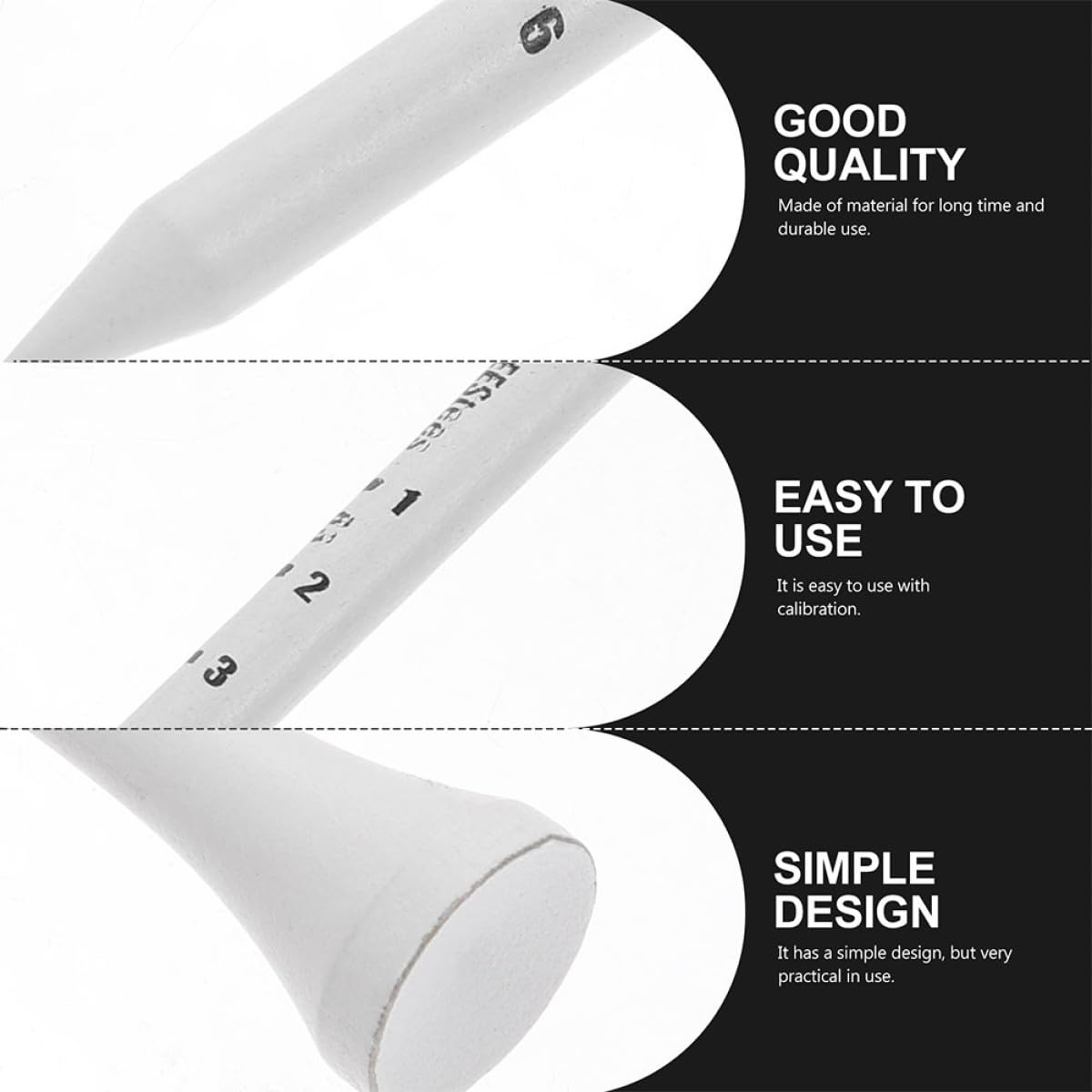 Golf Tee Pack of 100 with Measurement Scale – White Plastic Tees for Driving Range, Practice & Tournament Use (White) - Image 3