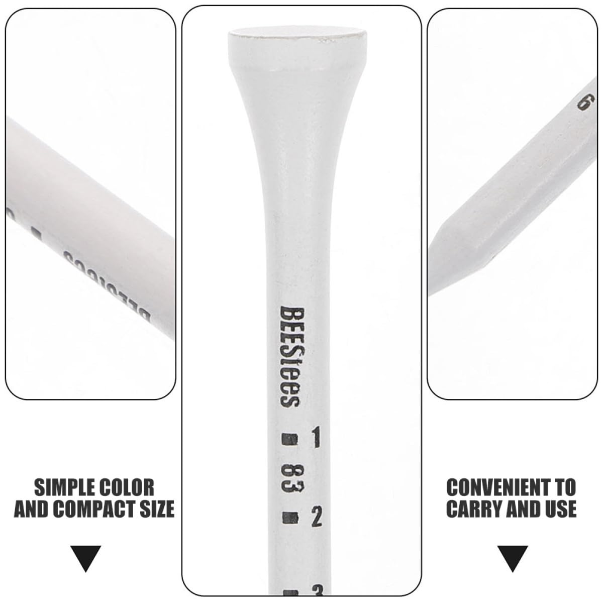 Golf Tee Pack of 100 with Measurement Scale – White Plastic Tees for Driving Range, Practice & Tournament Use (White) - Image 7
