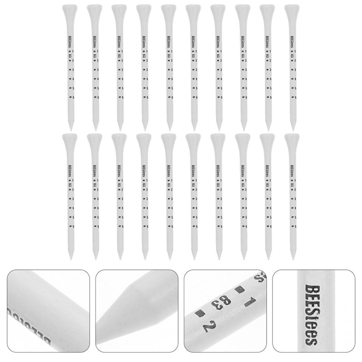 Golf Tee Pack of 100 with Measurement Scale – White Plastic Tees for Driving Range, Practice & Tournament Use (White) - Image 9