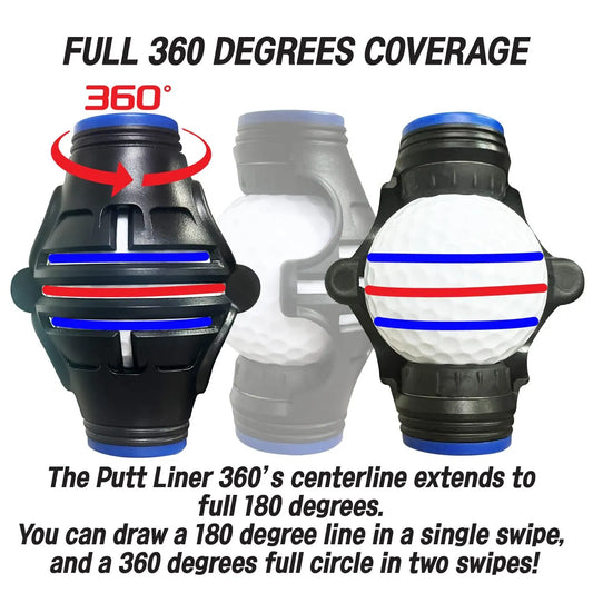 360° Golf Ball Line Marker with 2 Pens – Full Coverage Alignment Tool for Putt, Driver & Irons (Blue) - Image 2