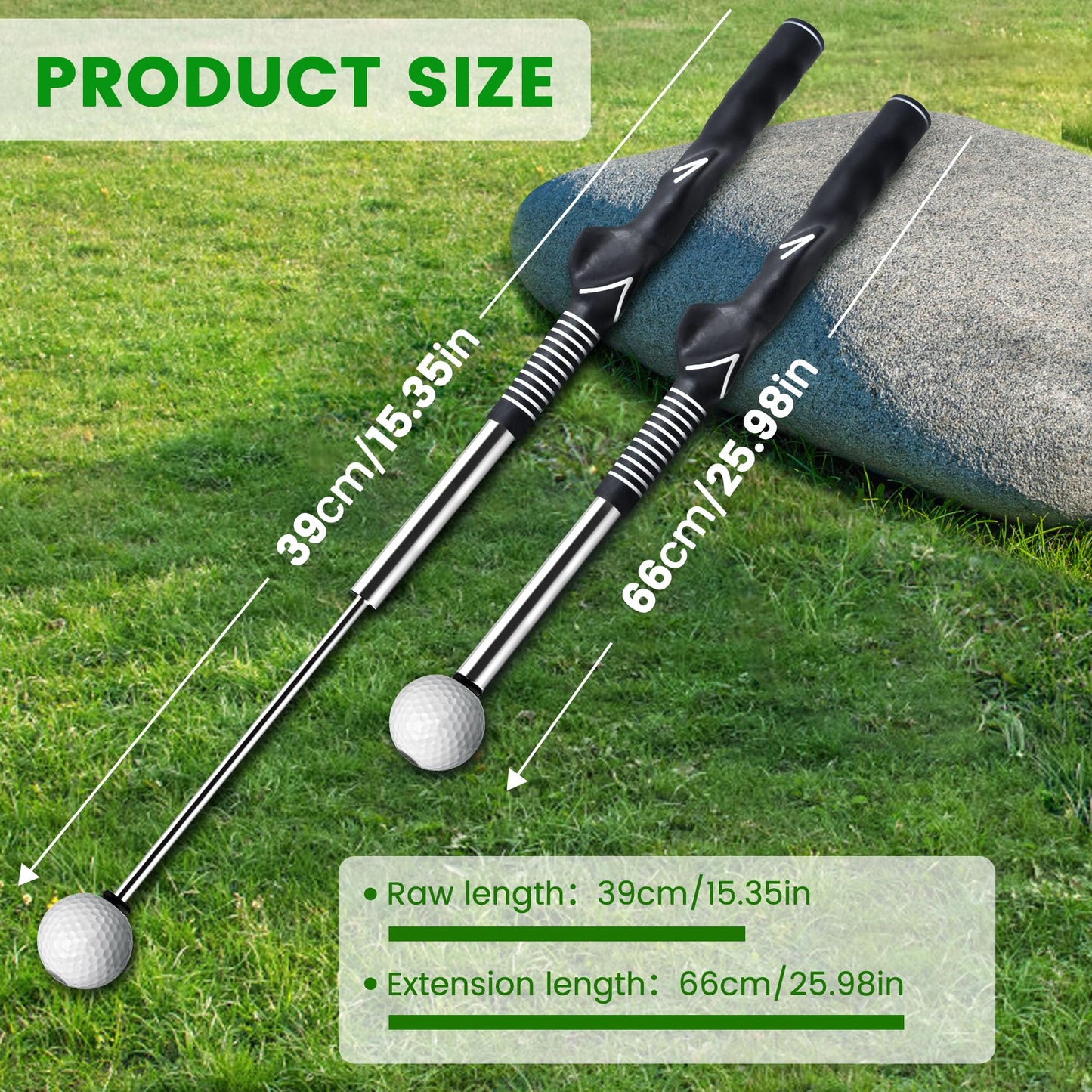 Retractable Golf Swing Trainer with Click Sound – Black Adjustable Tempo Training Aid for Home, Office & Driving Range Practice (Black) - Image 4