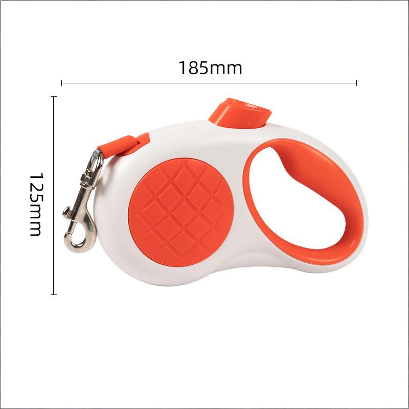 Retractable Dog Leash – 16.5 ft Automatic Walking Lead with One-Hand Brake Lock & Anti-Tangle Nylon Tape – Heavy-Duty 55 lb Capacity – Ideal for Small to Medium Dogs (White & Orange) - Image 2