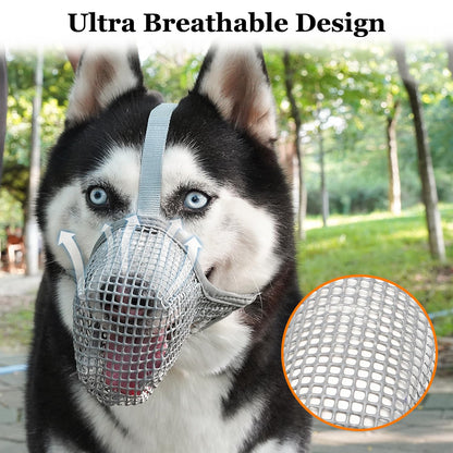 Soft Mesh Dog Muzzle for Small Medium Large Dogs – Breathable Adjustable Anti-Bite Chewing Guard with Overhead Strap – Fits Labrador, German Shepherd, Golden Retriever – 5 Sizes (Grey,M)  - Image 9