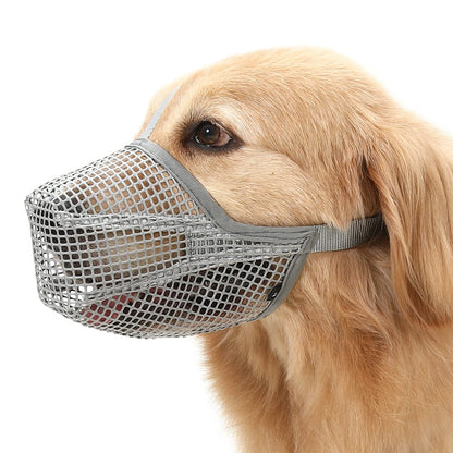 Soft Mesh Dog Muzzle for Small Medium Large Dogs – Breathable Adjustable Anti-Bite Chewing Guard with Overhead Strap – Fits Labrador, German Shepherd, Golden Retriever – 5 Sizes (Grey,XL)