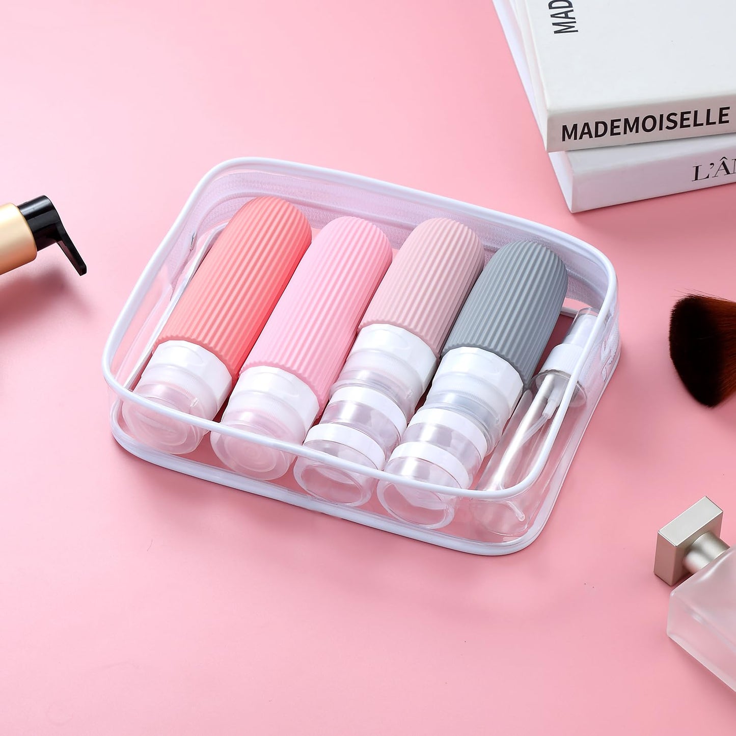 16-Piece Travel Bottle Set with Leak-Proof Silicone Squeeze Bottles – Reusable Toiletry Containers for Shampoo, Lotion, Makeup Remover (Pink)  | Other Colors Available in Store - Image 6