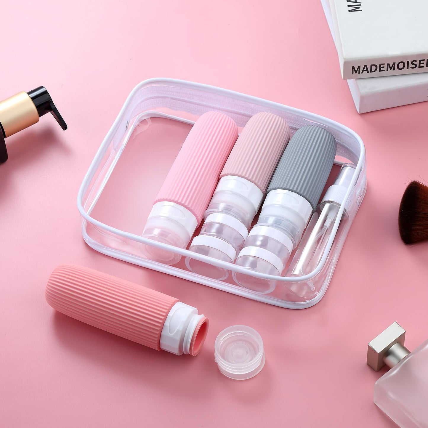 16-Piece Travel Bottle Set with Leak-Proof Silicone Squeeze Bottles – Reusable Toiletry Containers for Shampoo, Lotion, Makeup Remover (Pink)  | Other Colors Available in Store - Image 8